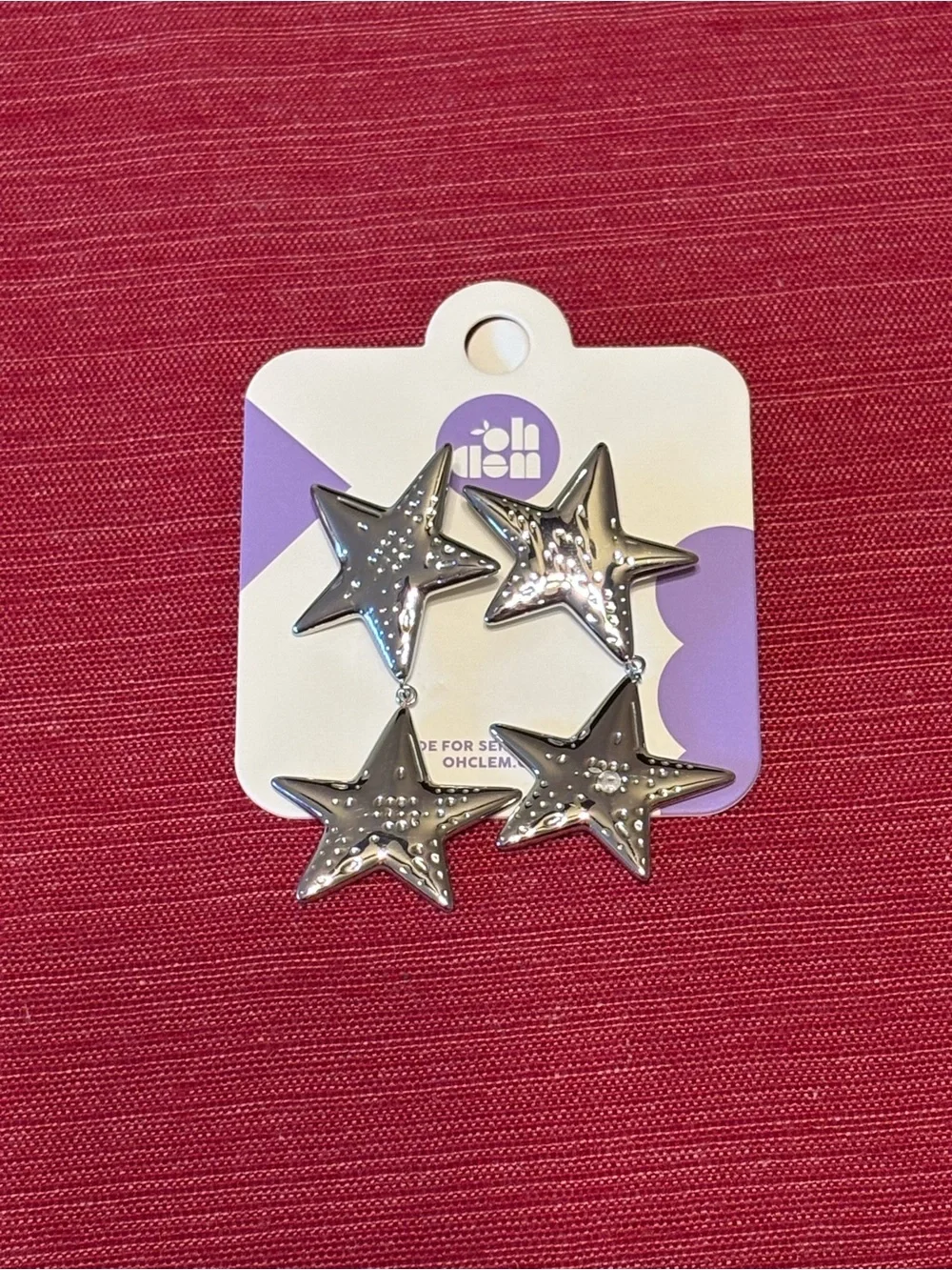 Oh Clem Silver Star Drop Earrings
